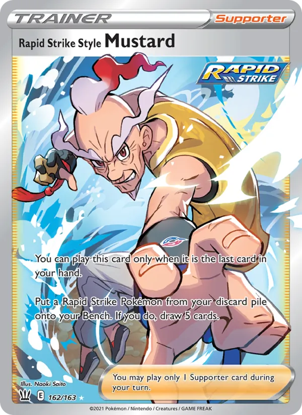 Rapid Strike Style Mustard Holo 162/163 Battle Styles Pokémon Card