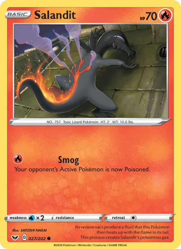 Salandit Reverse Holo 027/202 Sword & Shield Pokémon Card