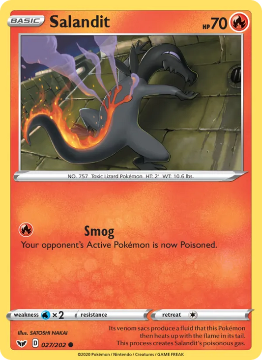 Salandit Reverse Holo 027/202 Sword & Shield Pokémon Card