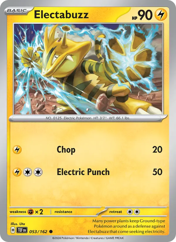 Electabuzz Reverse Holo 053/162 Temporal Forces Pokémon Card