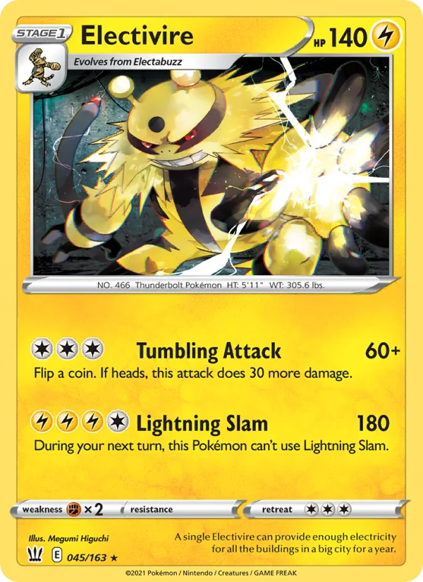 Electivire Reverse Holo 045/163 Battle Styles Pokémon Card