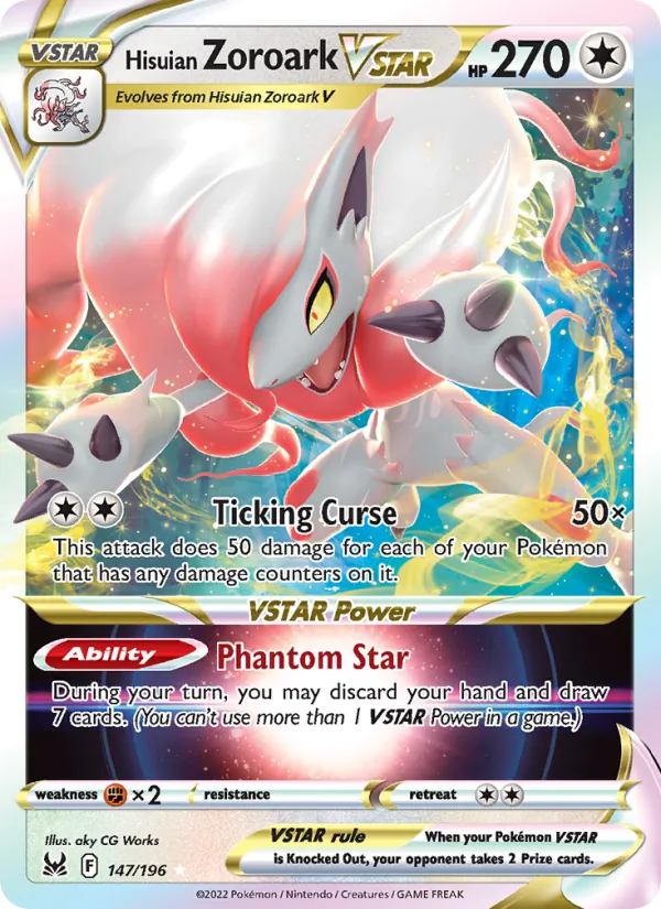 Hisuian Zoroark VSTAR Holo 147/196 Lost Origin Pokémon Card