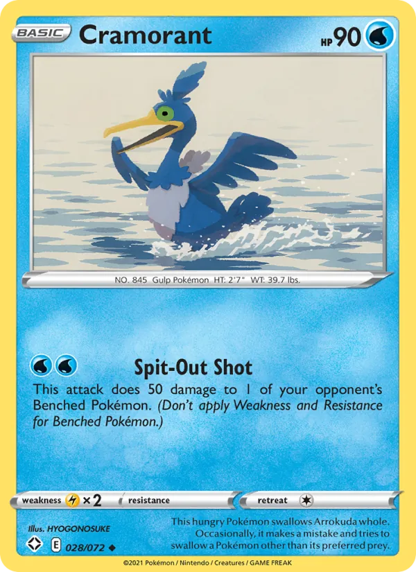 Cramorant Reverse Holo 028/72 Shining Fates Pokémon Card