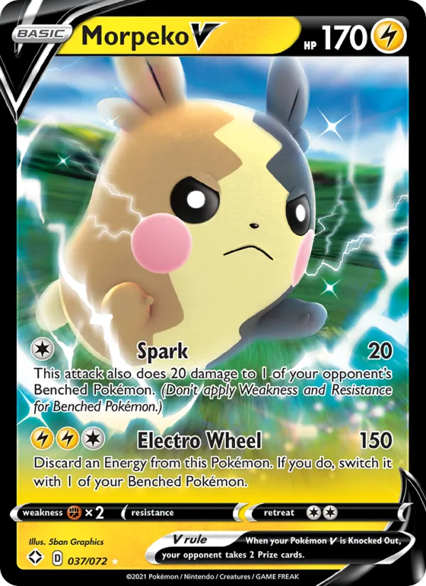 Morpeko V Holo 037/72 Shining Fates Pokémon Card