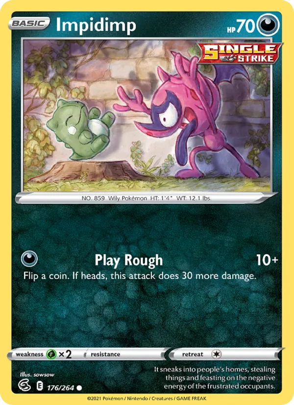 Impidimp Reverse Holo 176/264 Fusion Strike Pokémon Card
