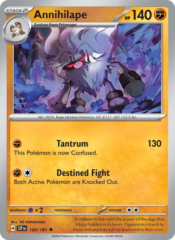 Annihilape Reverse Holo 100/191 Surging Sparks Pokémon Card