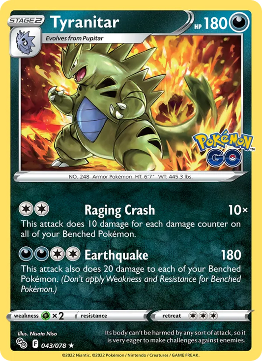 Tyranitar Reverse Holo 043/78 Pokémon GO Pokémon Card