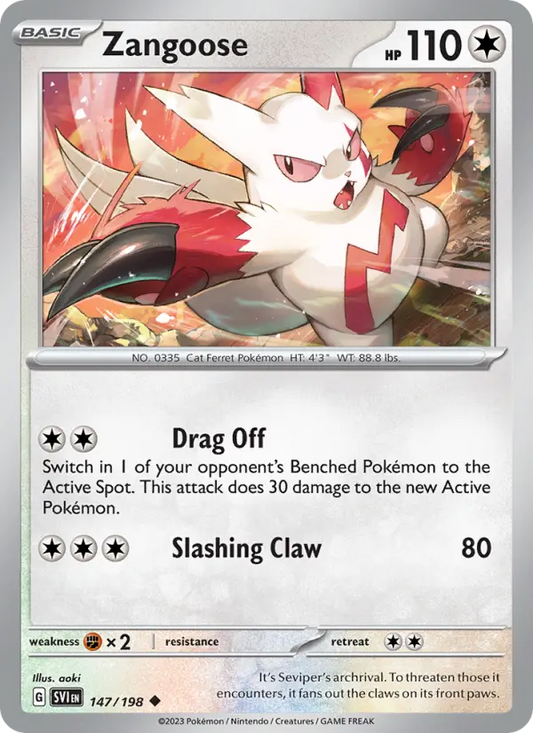 Zangoose Non-Foil 147/198 Scarlet & Violet Pokémon Card