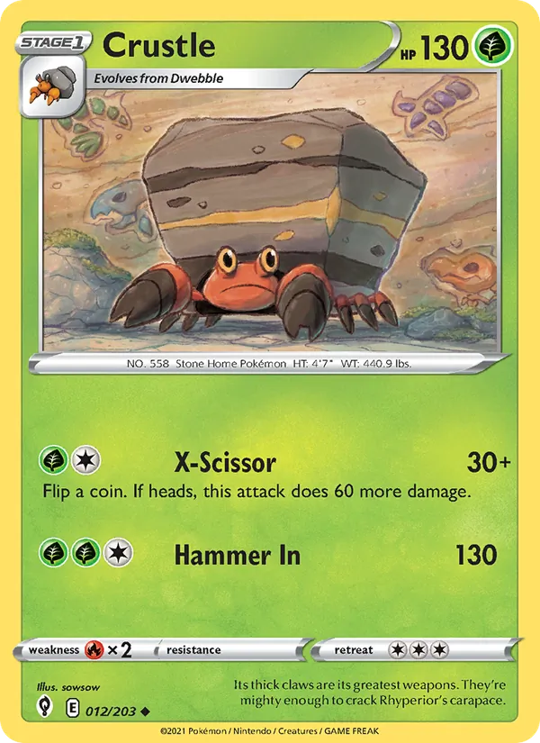 Crustle Reverse Holo 012/203 Evolving Skies Pokémon Card