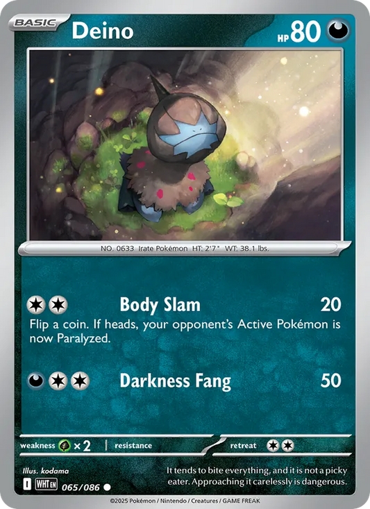 Deino Normal 065/86 White Flare Pokémon Card