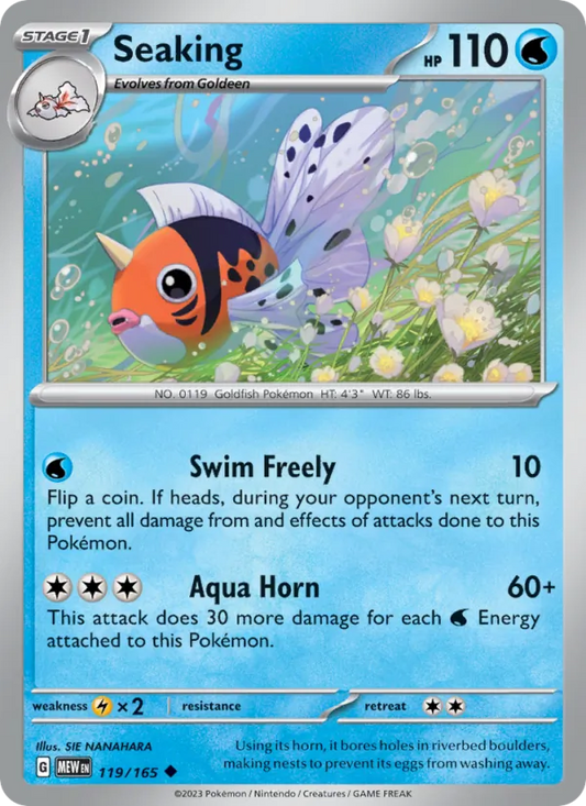 Seaking Normal 119/165 151 Pokémon Card
