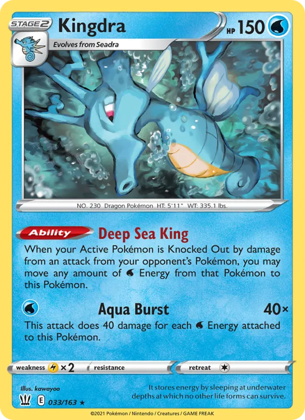 Kingdra Reverse Holo 033/163 Battle Styles Pokémon Card