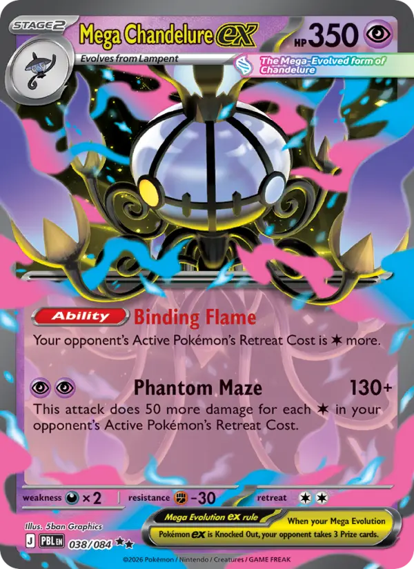 Mega Chandelure ex Holo 038/84 Pitch Black Pokémon Card