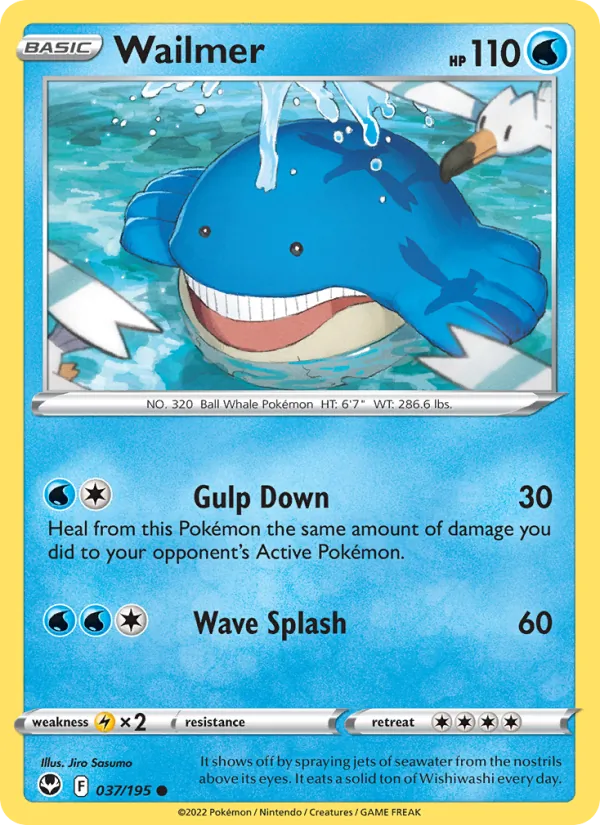 Wailmer Reverse Holo 037/195 Silver Tempest Pokémon Card