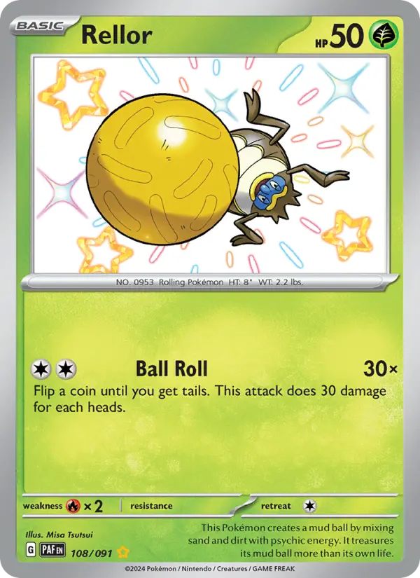 Rellor Holo 108/91 Paldean Fates Pokémon Card