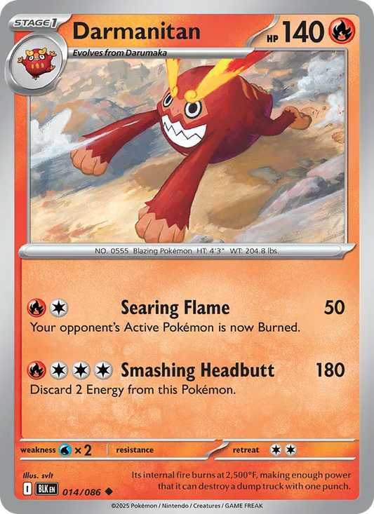 Darmanitan Normal 014/86 Black Bolt Pokémon Card