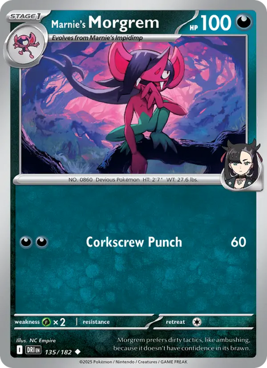 Marnie's Morgrem Reverse Holo 135/182 Destined Rivals Pokémon Card