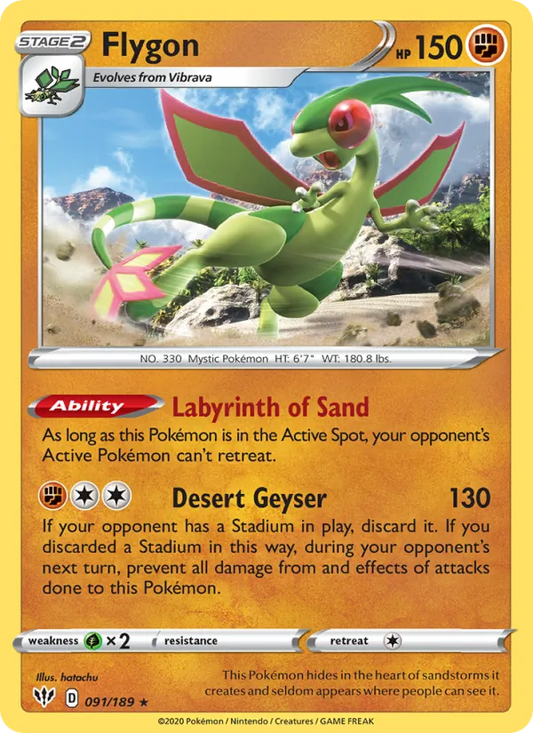 Flygon Reverse Holo 091/189 Darkness Ablaze Pokémon Card