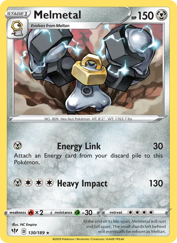 Melmetal Reverse Holo 130/189 Darkness Ablaze Pokémon Card