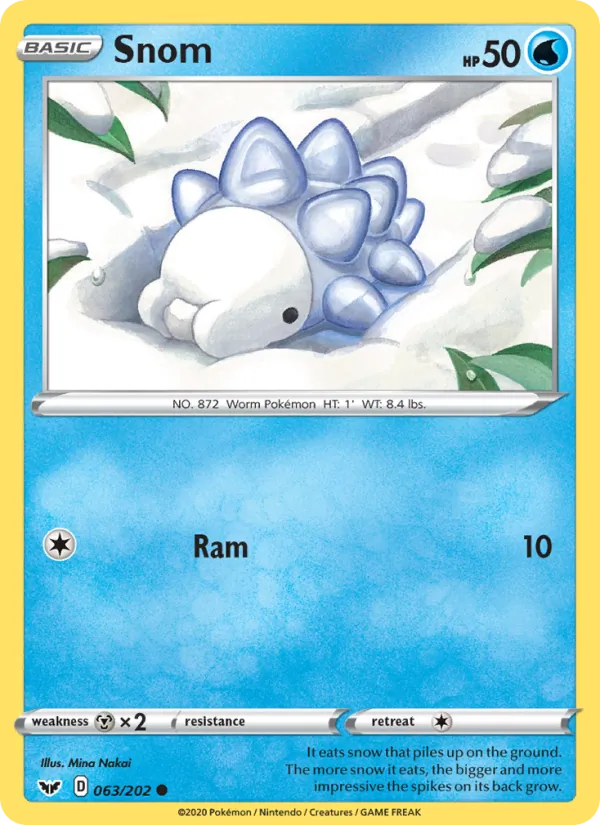 Snom Reverse Holo 063/202 Sword & Shield Pokémon Card