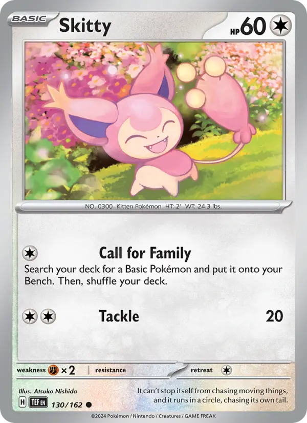 Skitty Reverse Holo 130/162 Temporal Forces Pokémon Card