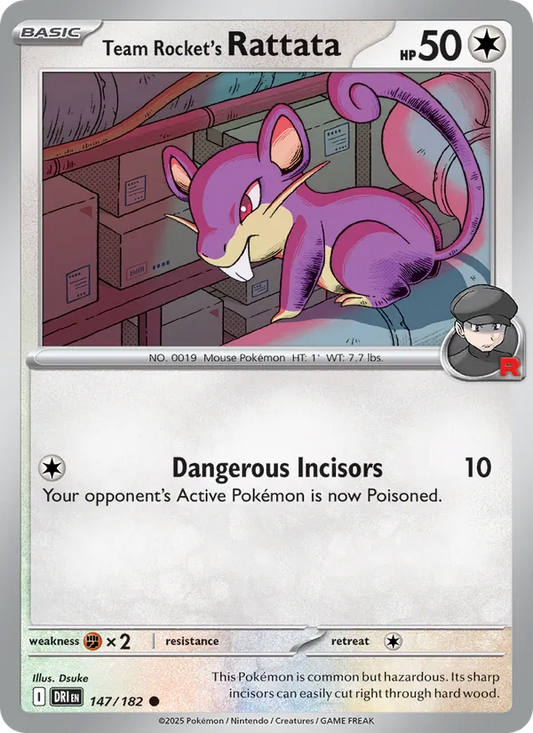 Team Rocket's Rattata Normal 147/182 Destined Rivals Pokémon Card