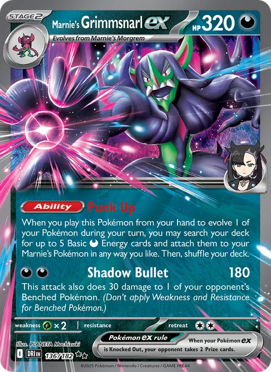 Marnie's Grimmsnarl ex Holo 136/182 Destined Rivals Pokémon Card