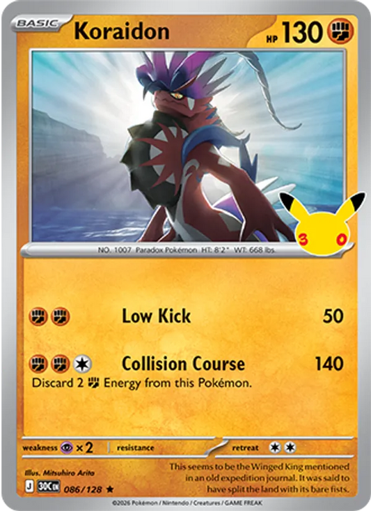 Koraidon Normal 086/128 30th Celebration Pokémon Card