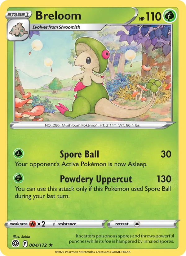 Breloom Reverse Holo 004/172 Brilliant Stars Pokémon Card