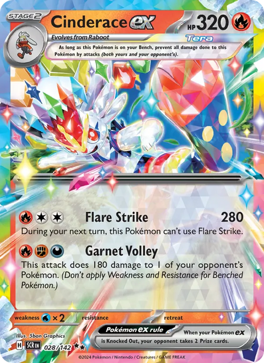 Cinderace ex Holo 028/142 Stellar Crown Pokémon Card