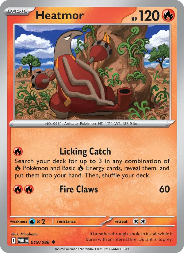 Heatmor Normal 019/86 White Flare Pokémon Card