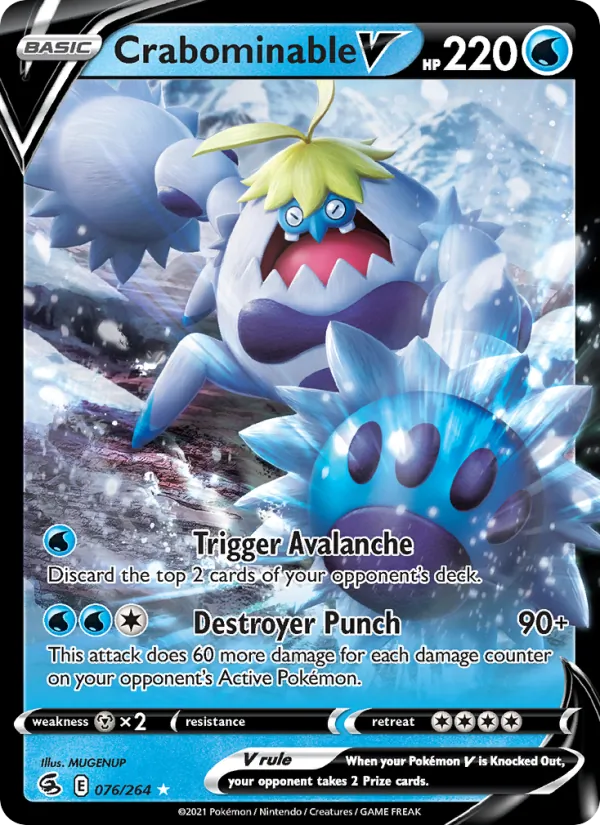 Crabominable V Holo 076/264 Fusion Strike Pokémon Card
