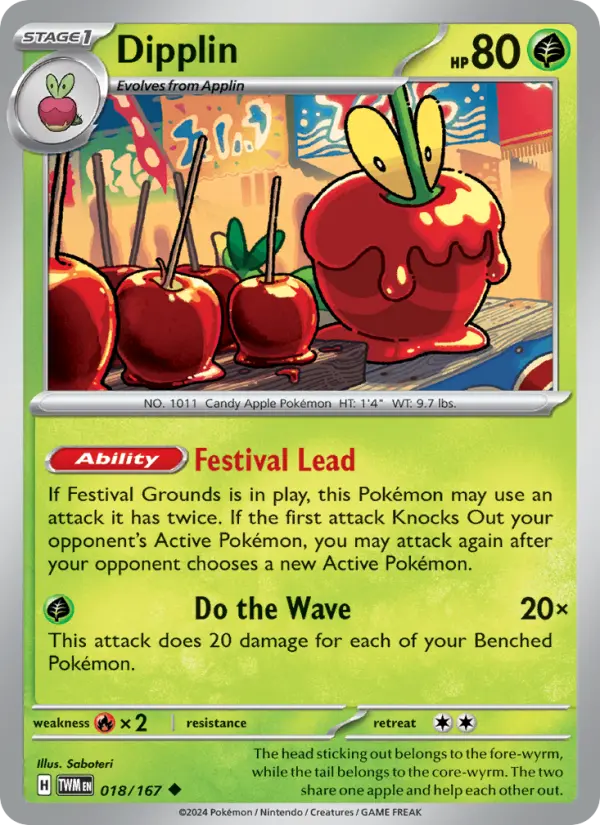 Dipplin Reverse Holo 018/167 Twilight Masquerade Pokémon Card
