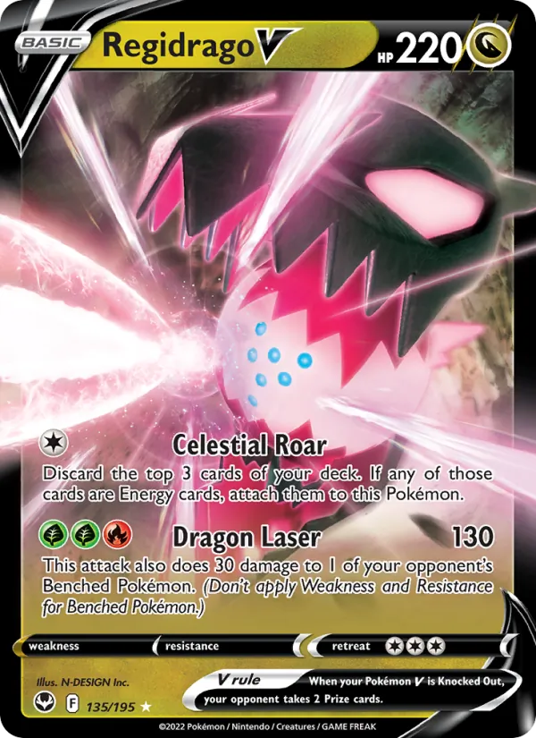 Regidrago V Holo 135/195 Silver Tempest Pokémon Card