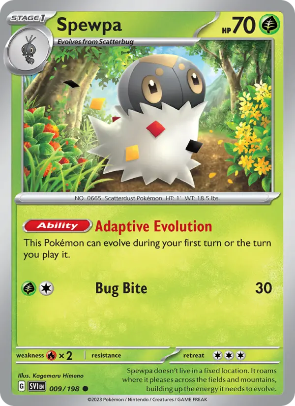 Spewpa Non-Foil 009/198 Scarlet & Violet Pokémon Card