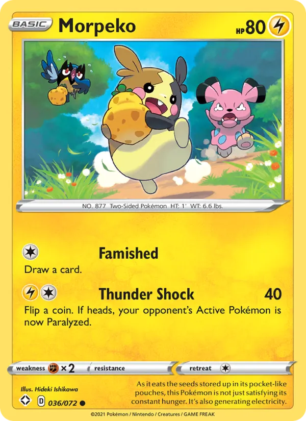 Morpeko Reverse Holo 036/72 Shining Fates Pokémon Card