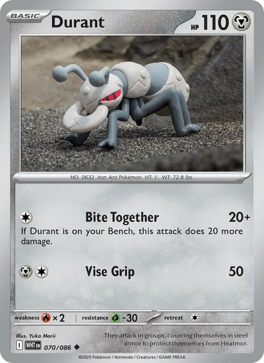 Durant Reverse Holo 070/86 White Flare Pokémon Card