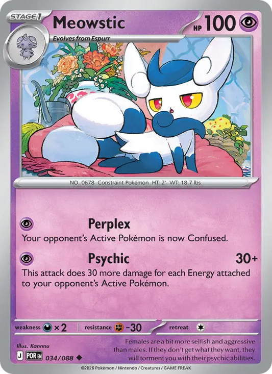 Meowstic Reverse Holo 034/88 Perfect Order Pokémon Card