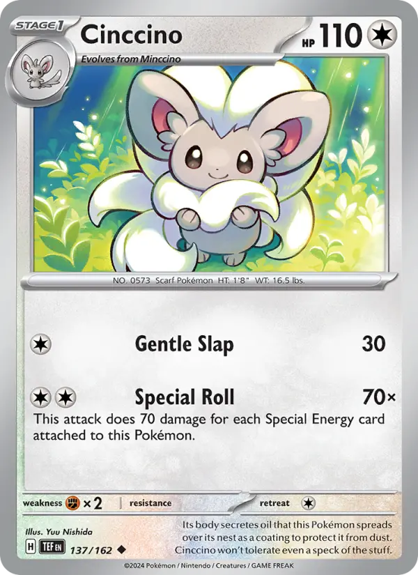 Cinccino Reverse Holo 137/162 Temporal Forces Pokémon Card