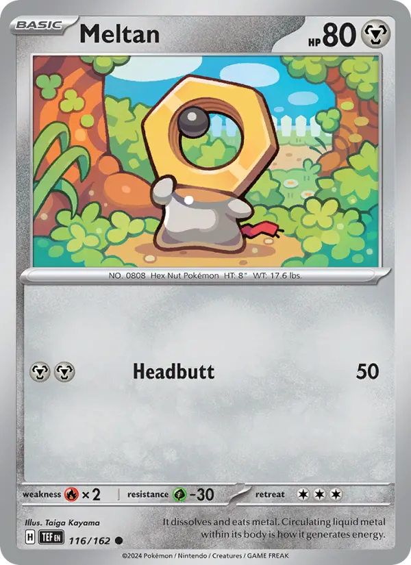 Meltan Reverse Holo 116/162 Temporal Forces Pokémon Card
