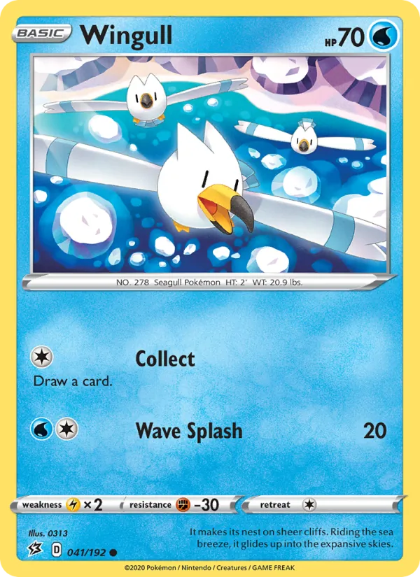 Wingull Reverse Holo 041/192 Rebel Clash Pokémon Card