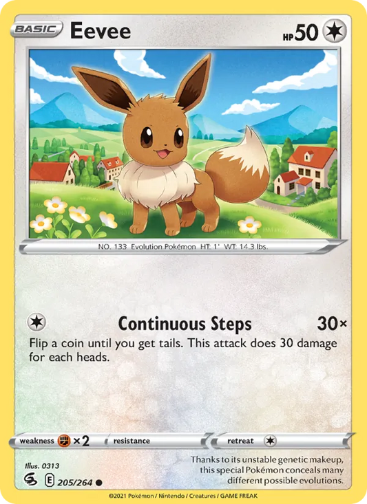Eevee Normal 205/264 Fusion Strike Pokémon Card