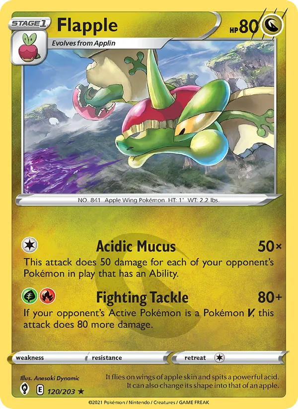 Flapple Reverse Holo 120/203 Evolving Skies Pokémon Card