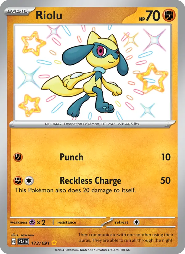 Riolu Holo 173/91 Paldean Fates Pokémon Card