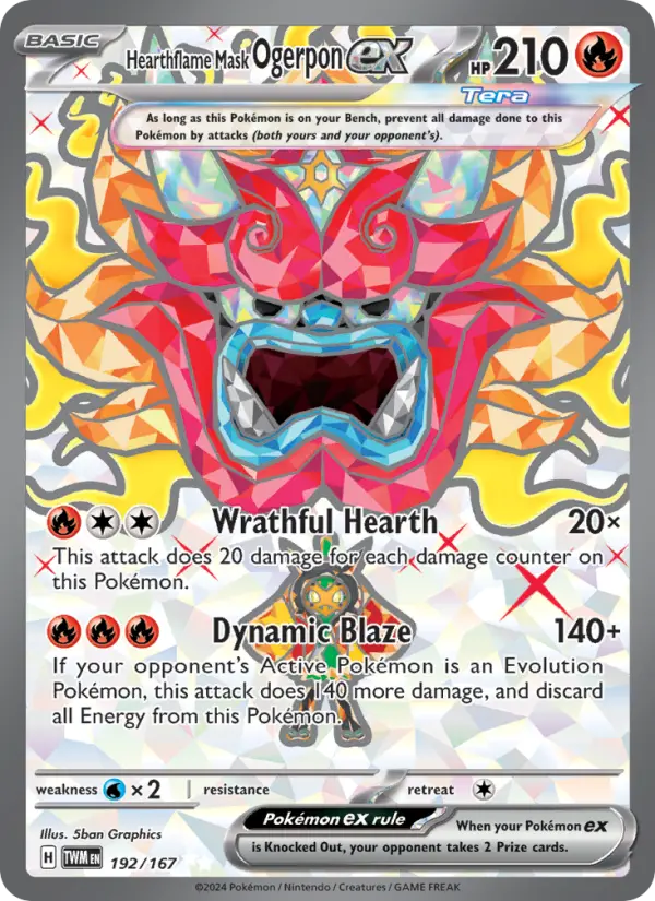 Hearthflame Mask Ogerpon ex Holo 192/167 Twilight Masquerade Pokémon Card