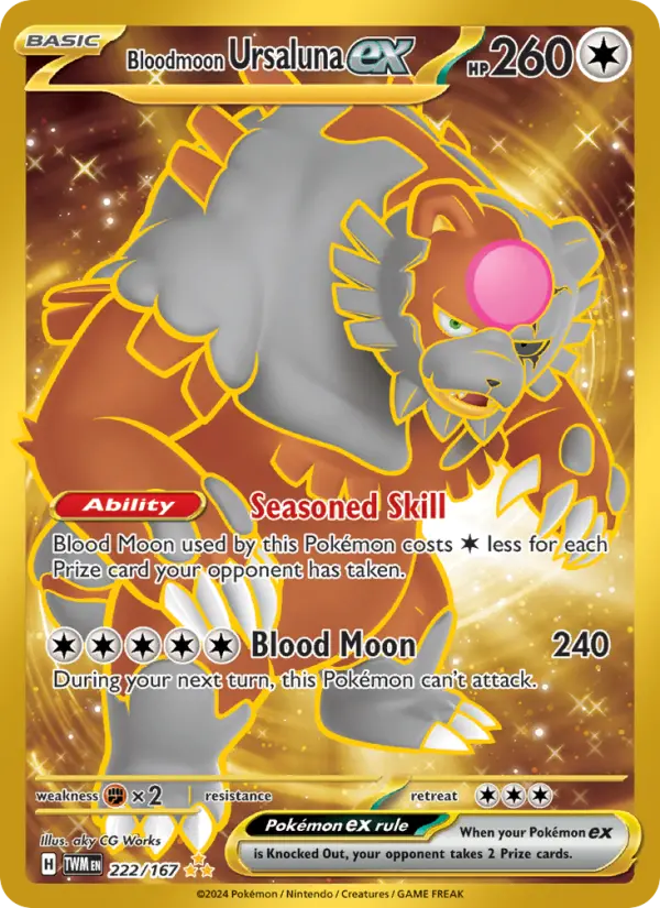 Bloodmoon Ursaluna ex Holo 222/167 Twilight Masquerade Pokémon Card