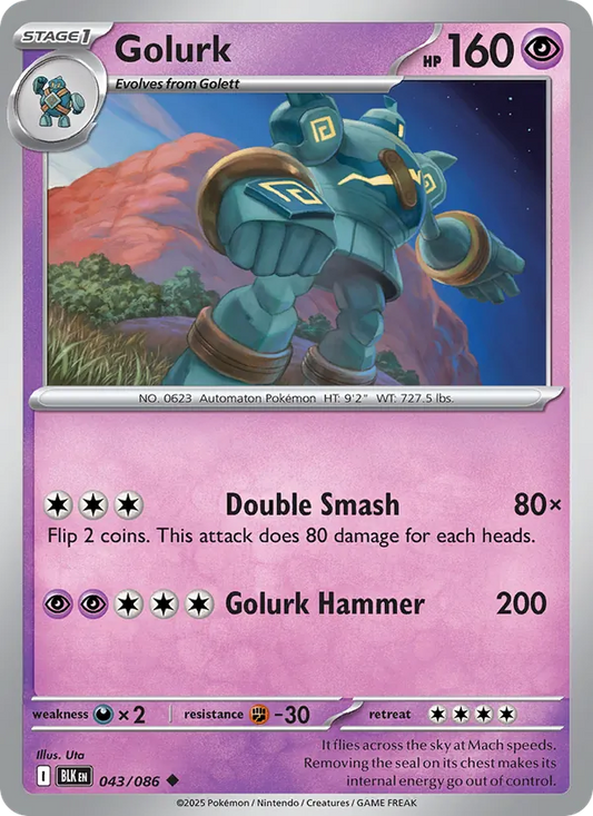 Golurk Normal 043/86 Black Bolt Pokémon Card