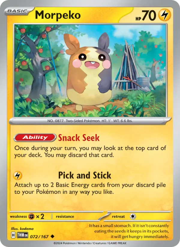 Morpeko Reverse Holo 072/167 Twilight Masquerade Pokémon Card