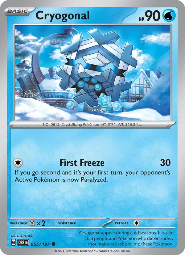 Cryogonal Reverse Holo 055/197 Obsidian Flames Pokémon Card