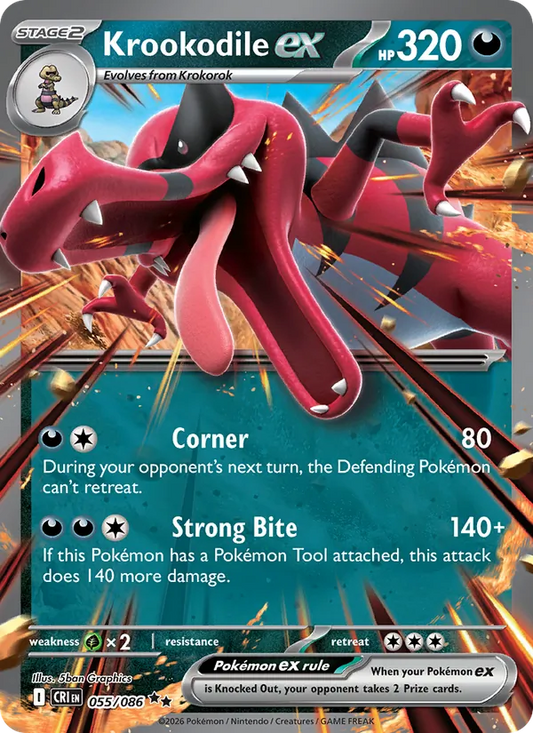 Krookodile ex Holo 055/86 Chaos Rising Pokémon Card